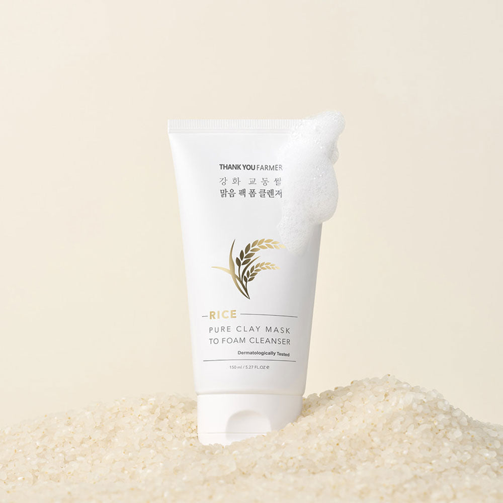 Rice Pure Clay Mask to Foam Cleanser