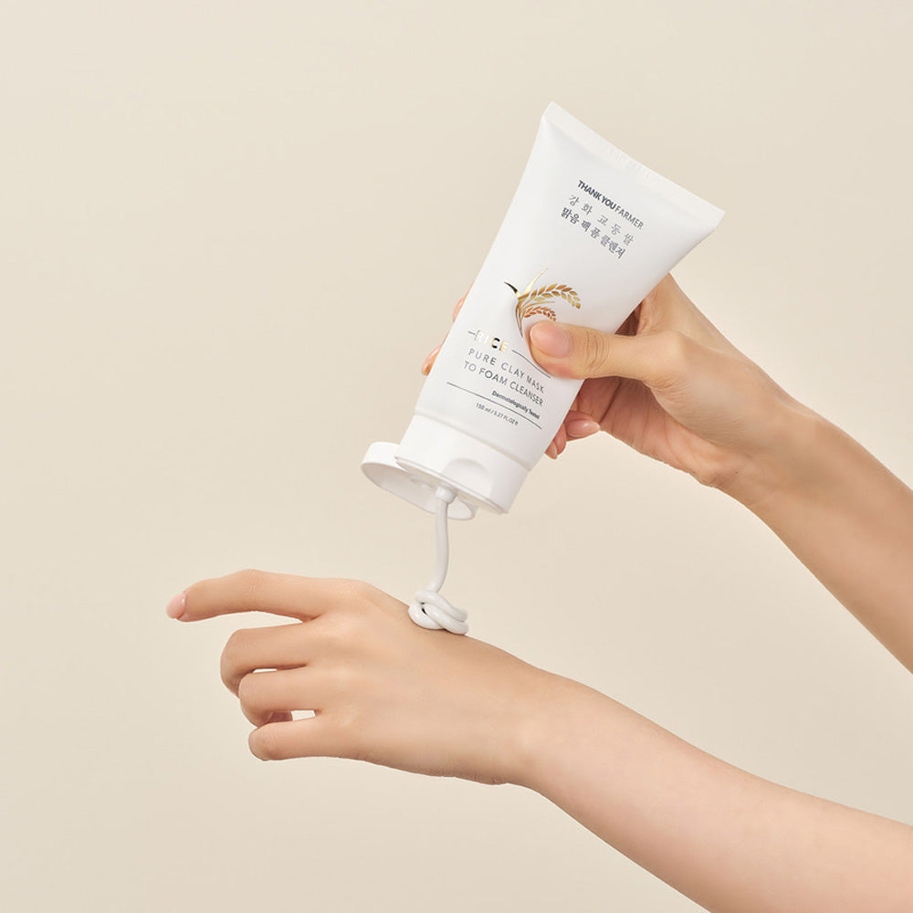 Rice Pure Clay Mask to Foam Cleanser